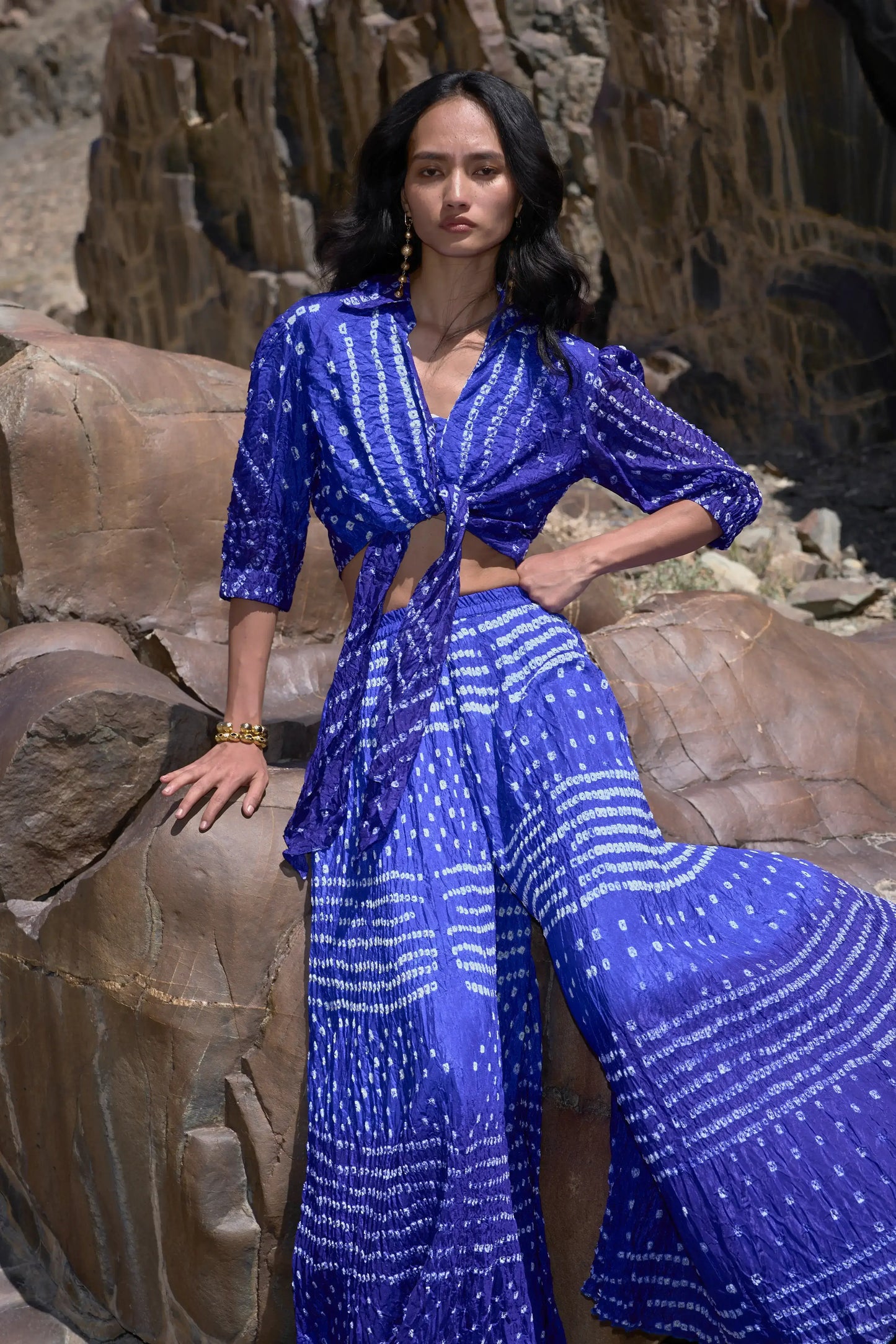 BANDHANI TOP & FLARED PANT