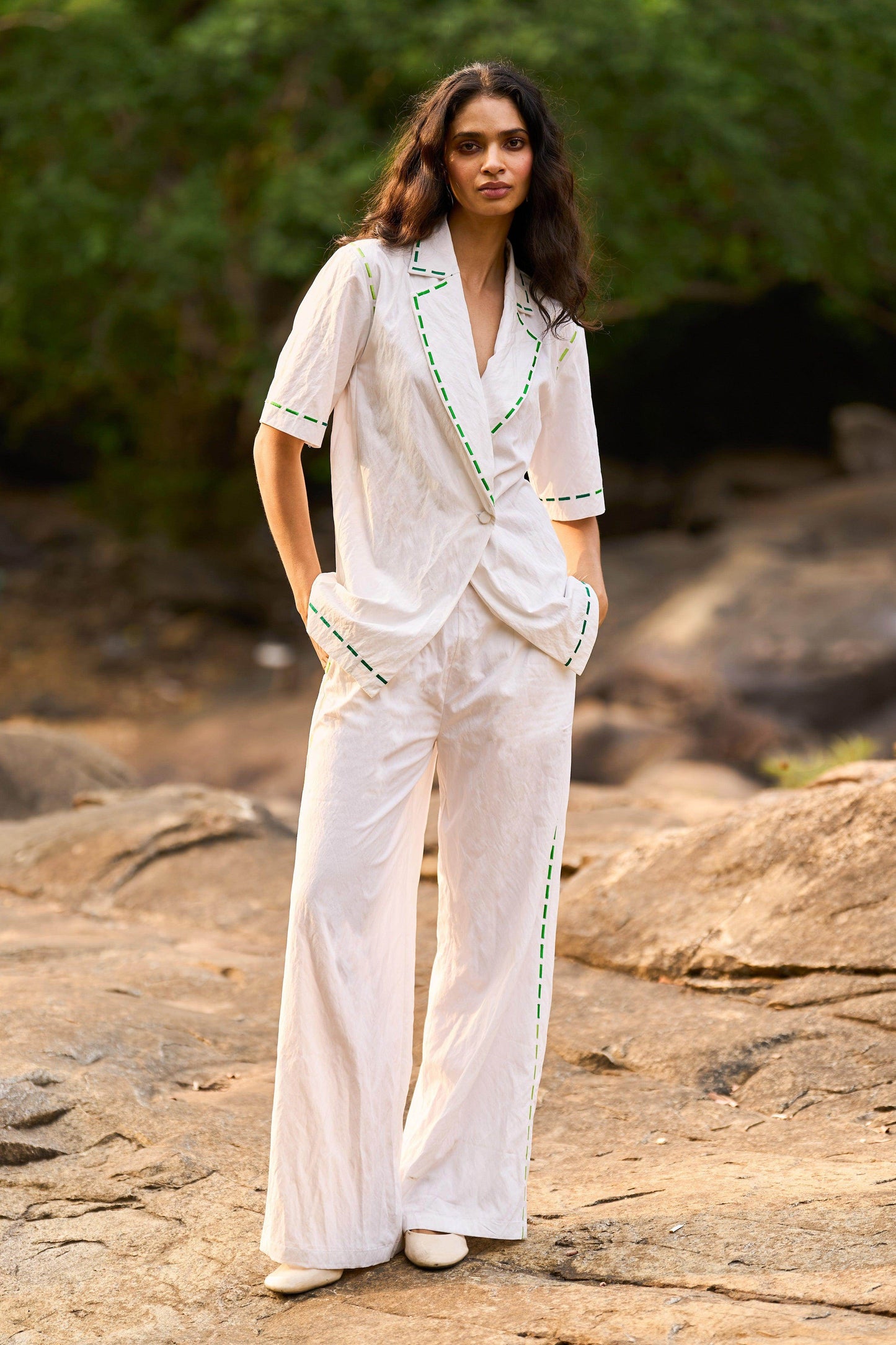 EMBROIDERED POPLIN PANT - dash and dot