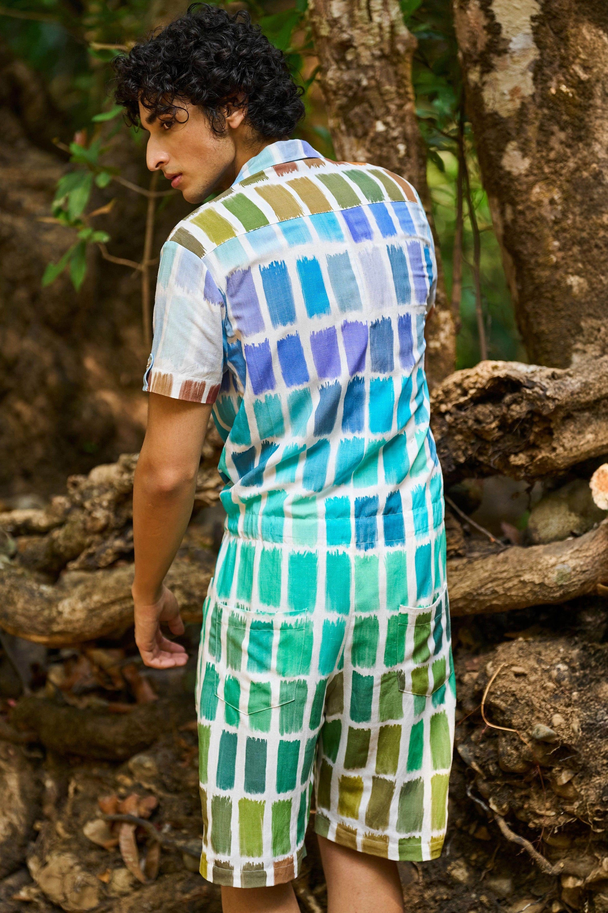BRUSHSTROKE LINEN ROMPER - dash and dot