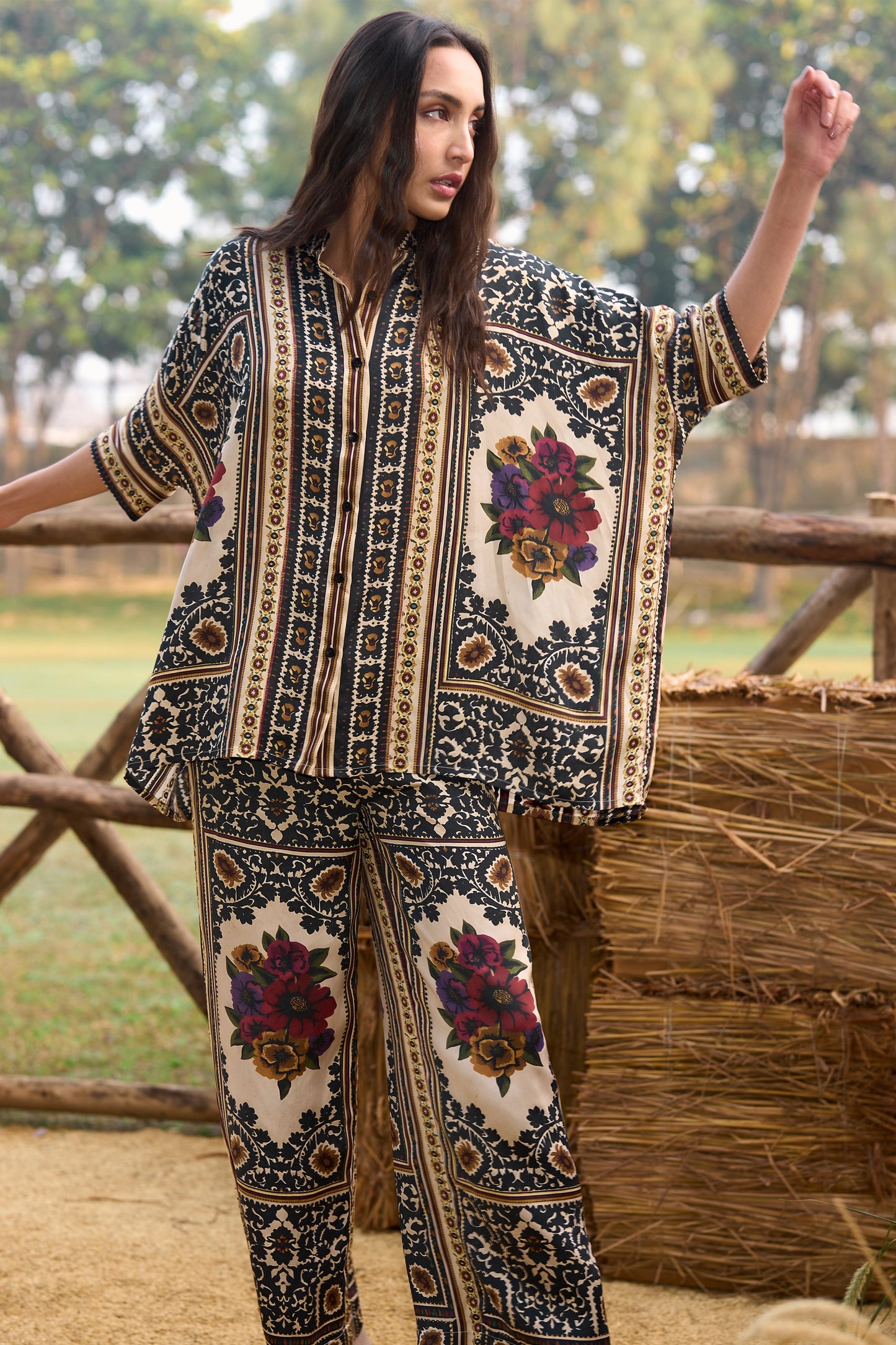 BAROQUE PRINTED BOXY SHIRT & STRAIGHT-CUT PANT SET