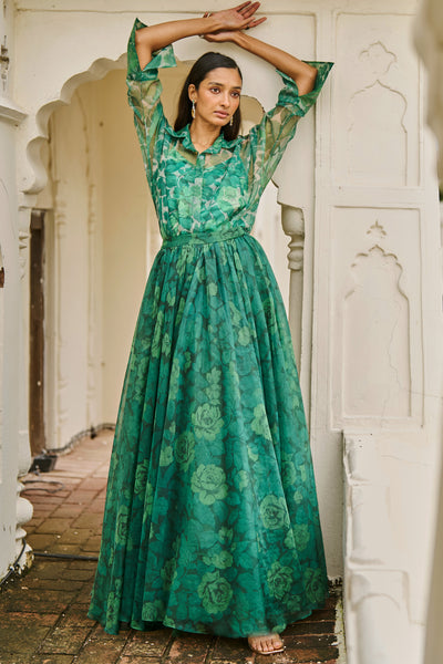 PRINTED ORGANZA SHIRT