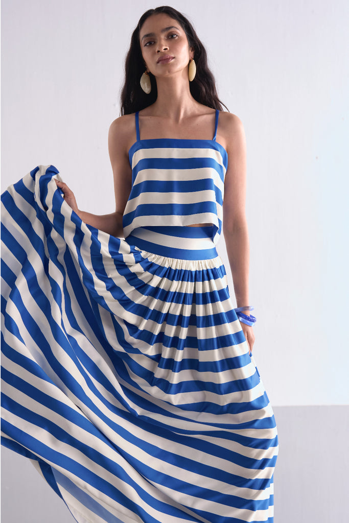 FLOWING STRIPED MAXI SKIRT dash and dot