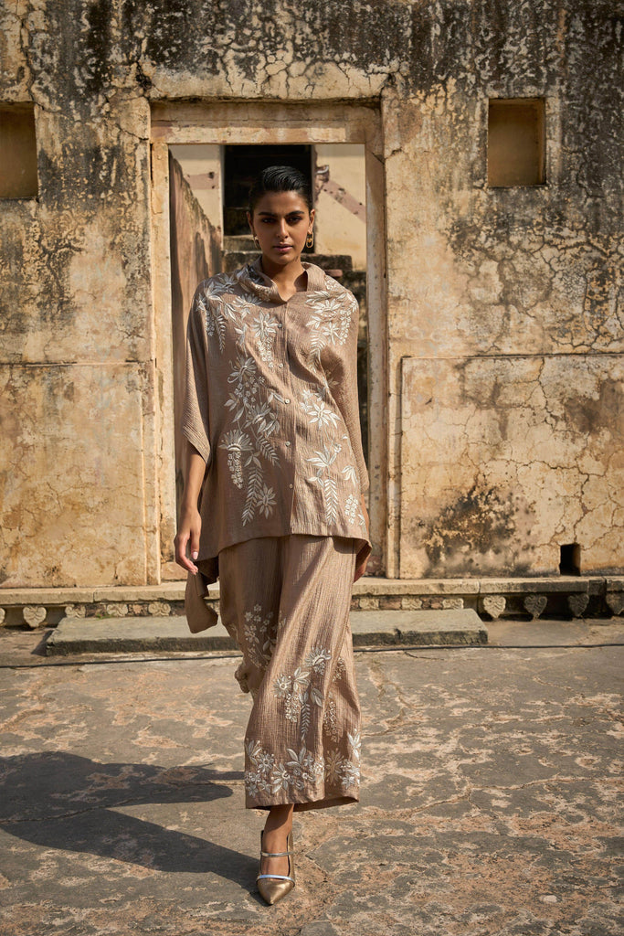 EMBROIDERED CAPE TOP & WIDE LEGGED PANT - dash and dot dash and dot