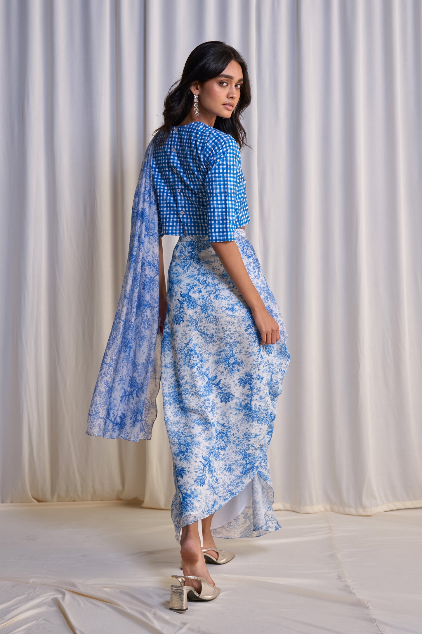LINEN MADRAS CHECK PRINT TOP
