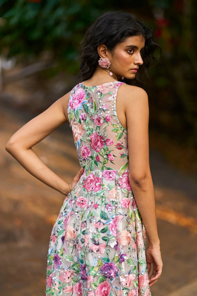 FLORAL SEQUIN MESH GOWN dash and dot
