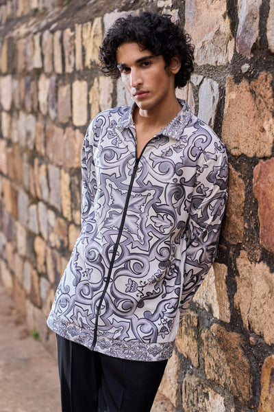 CERAMIC PRINT ZIP FRONT SHIRT - dash and dot