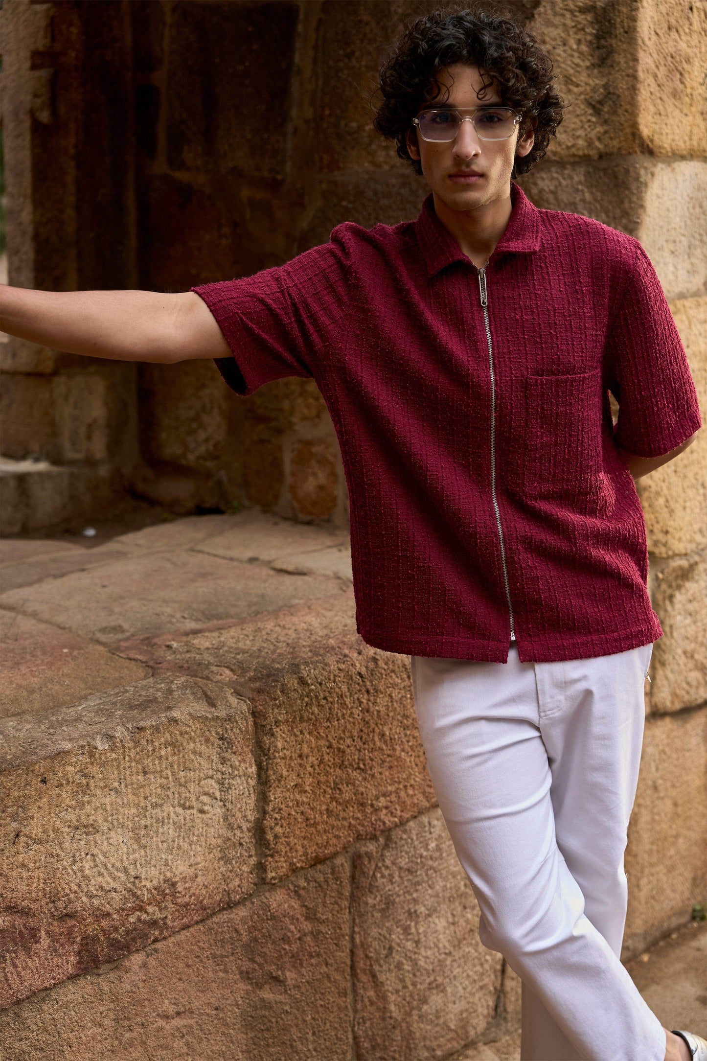 TEXTURED KNIT HALF SLEEVE - dash and dot