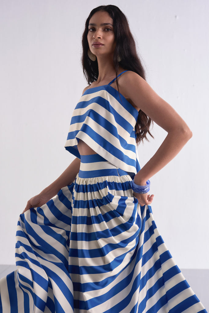 BACK KNOT DRAPED STRIPE TOP dash and dot