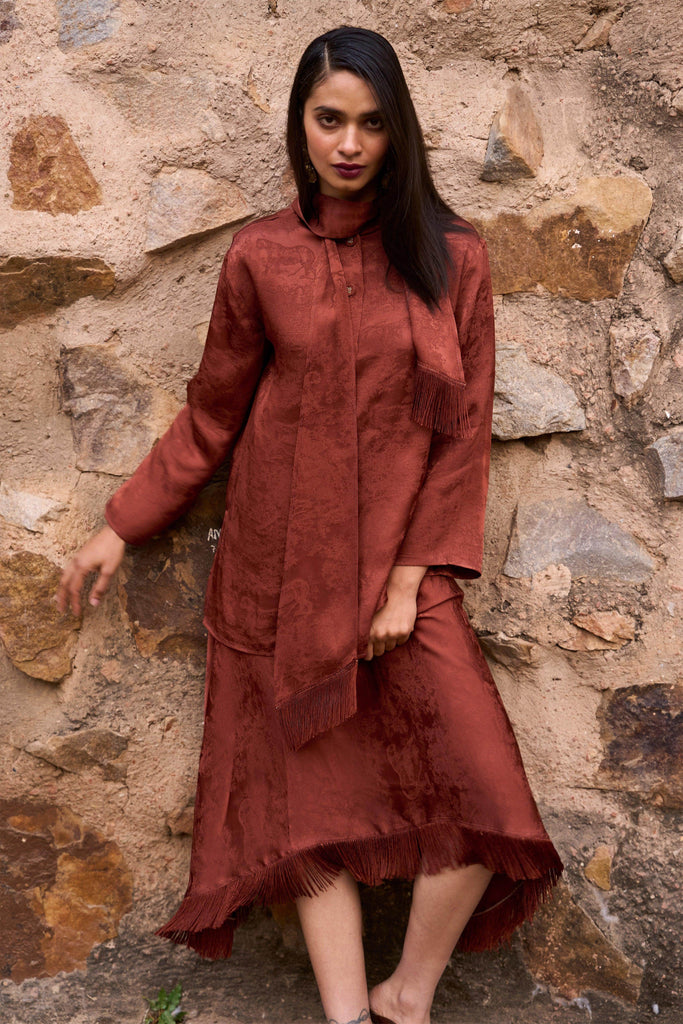 FRINGE AND JACQUARD PATTERNED SKIRT SET - dash and dot dash and dot