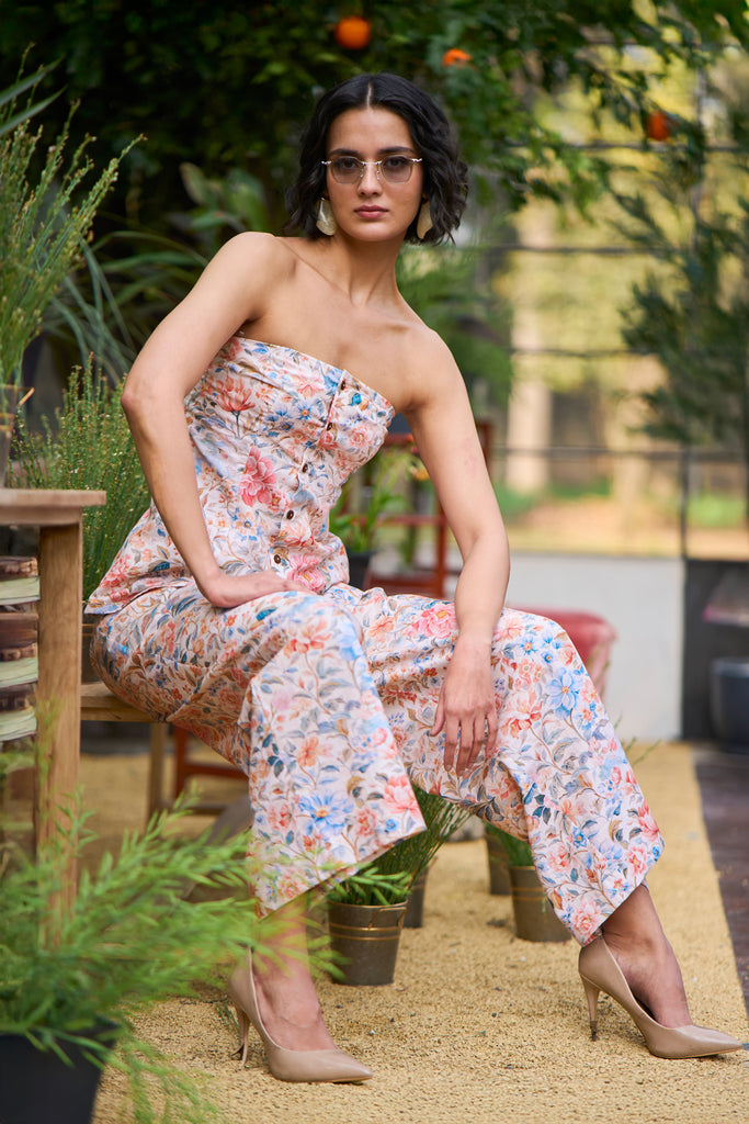 FLORAL PRINT WIDE-LEGGED PANT dash and dot