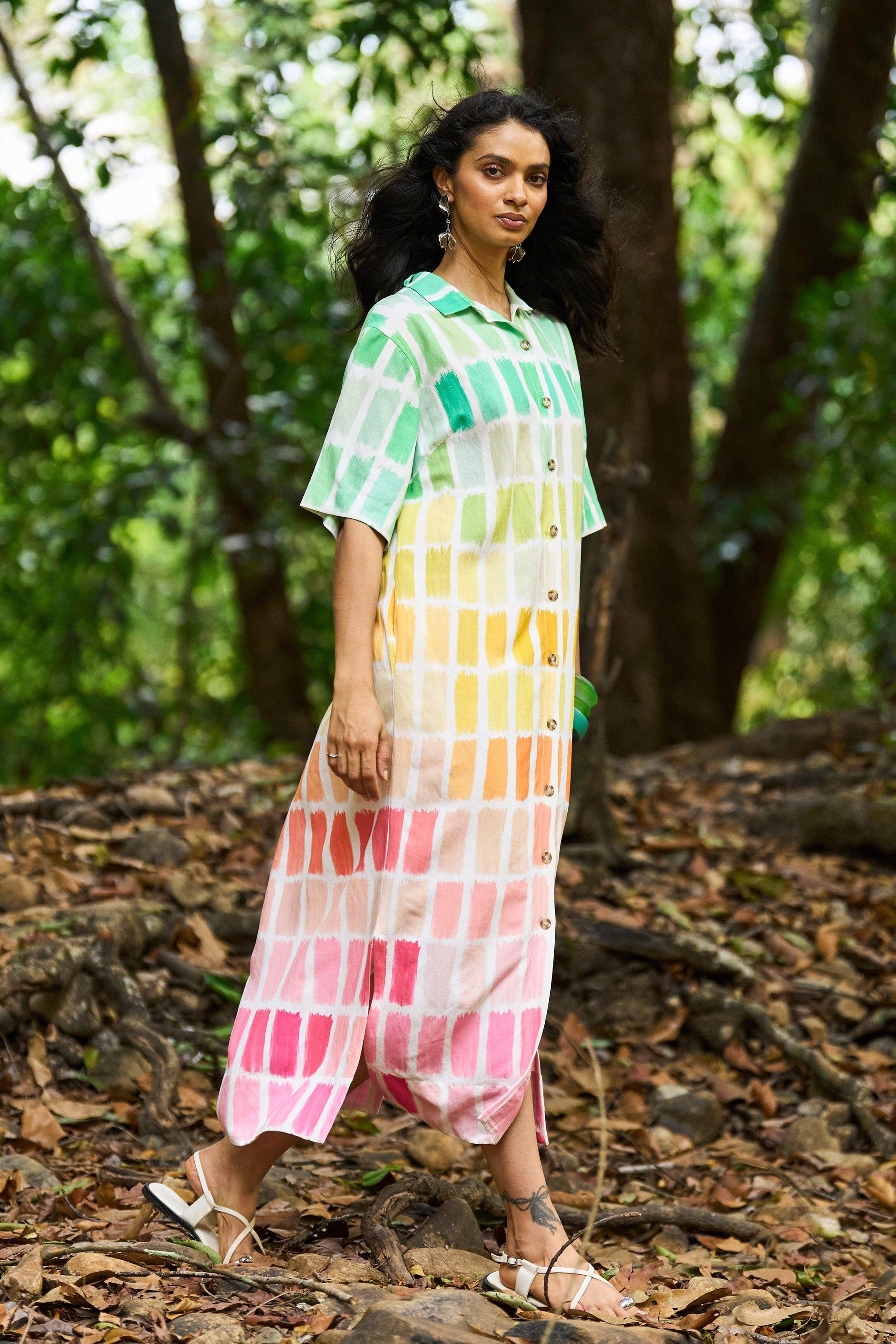 PRINTED LINEN SHIRT DRESS - dash and dot