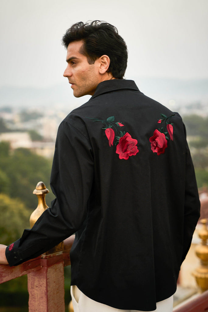 EMBROIDERED ROSE SHIRT - dash and dot dash and dot