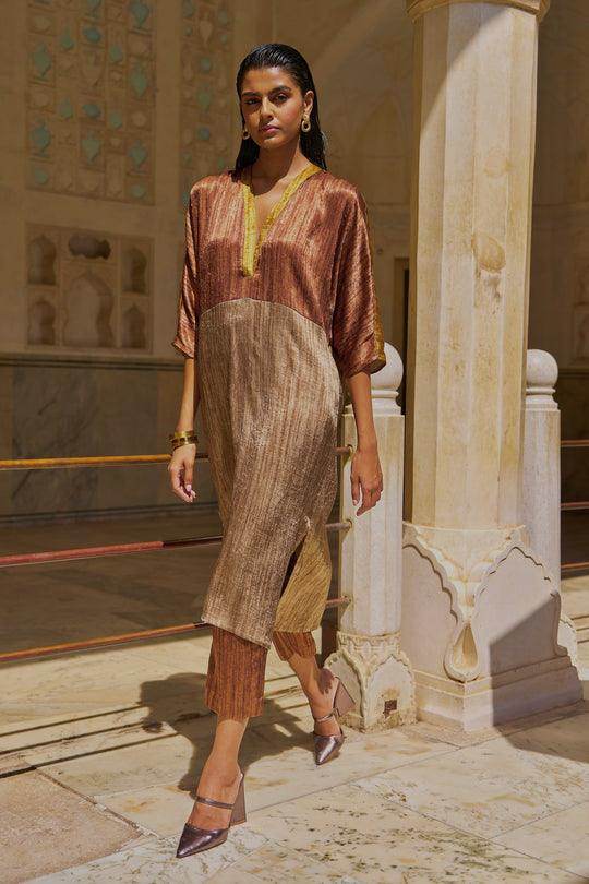 LAMÉ BLOCKED TUNIC AND PANT SET - dash and dot dash and dot