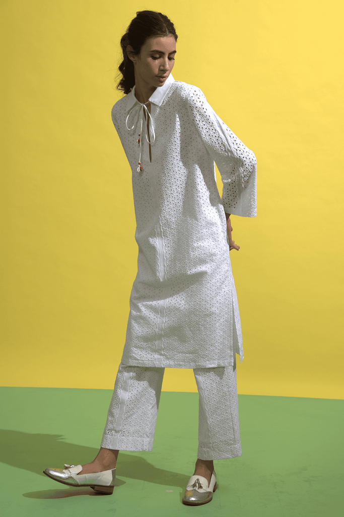 CUTWORK EMBROIDERY PANT - dash and dot dash and dot