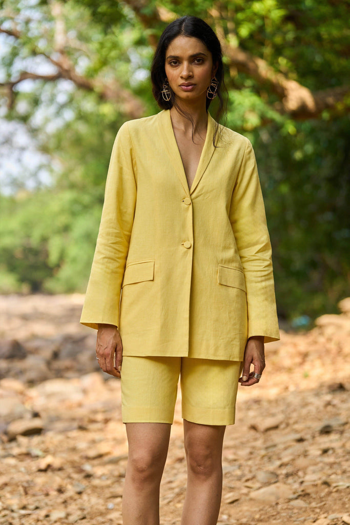 YELLOW LINEN BLAZER - dash and dot dash and dot