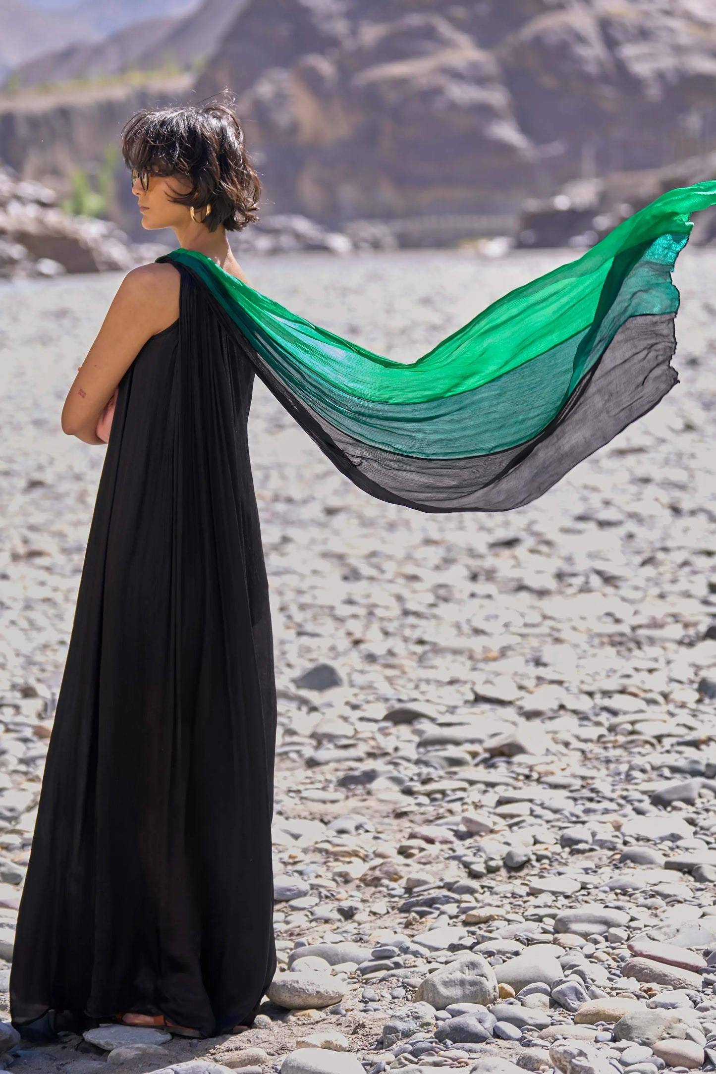 OMBRÉ DRAPED SARI GOWN