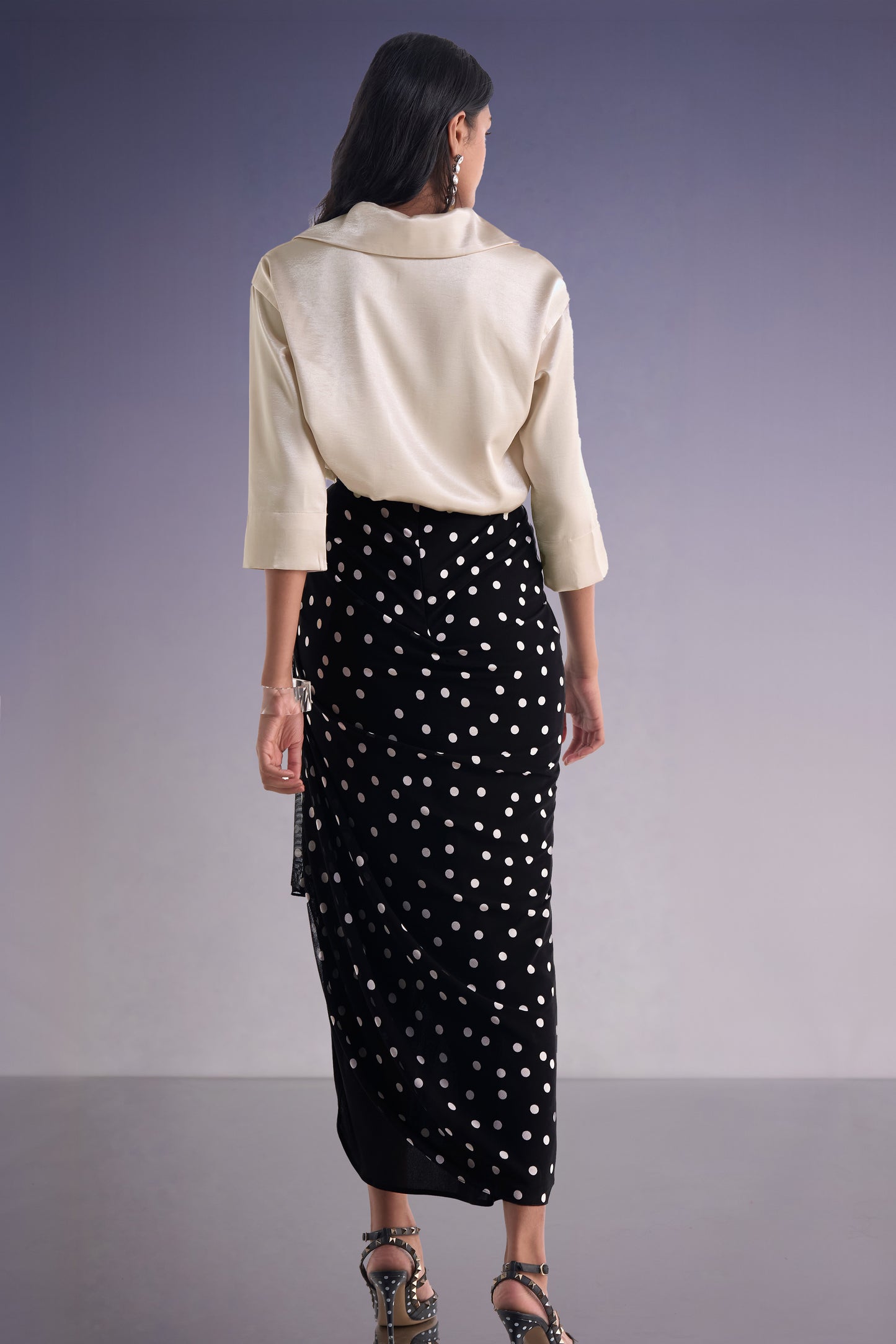 POLKA DOT DRAPE SKIRT