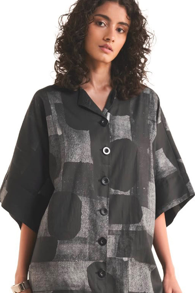 ABSTRACT GEOMETRIC PRINT SHIRT DRESS dash and dot