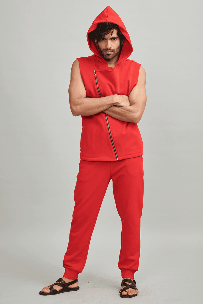 SLEEVELESS CROSS ZIP HOODIE JOGGER PANT SET - dash and dot dash and dot