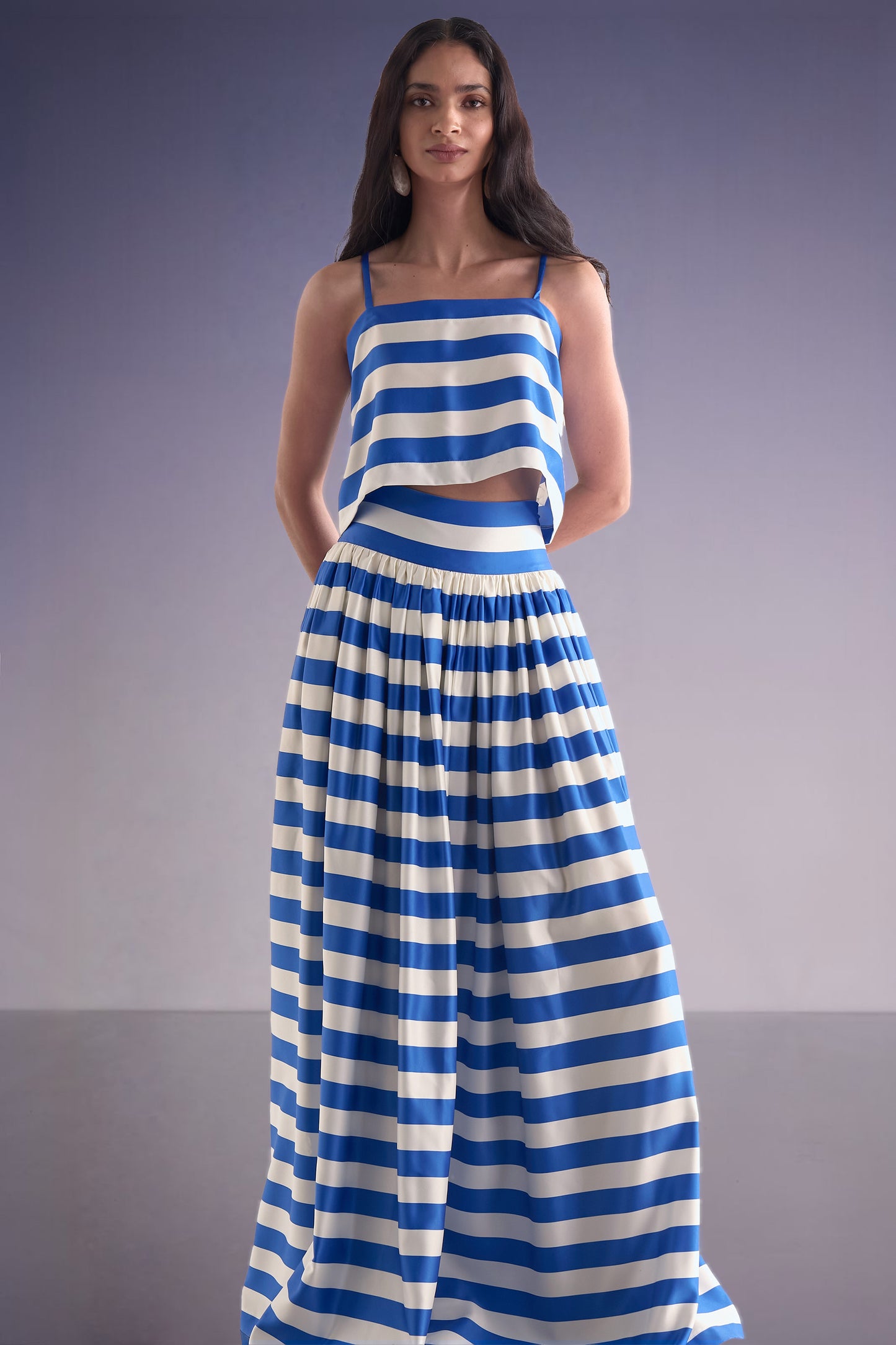 FLOWING STRIPED MAXI SKIRT