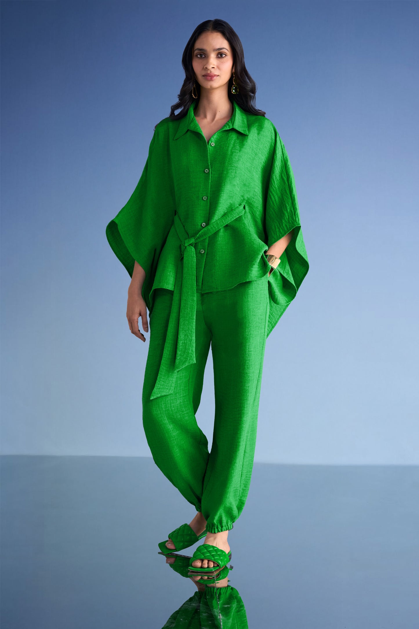 RELAXED FIT LINEN-TEXTURED PANT