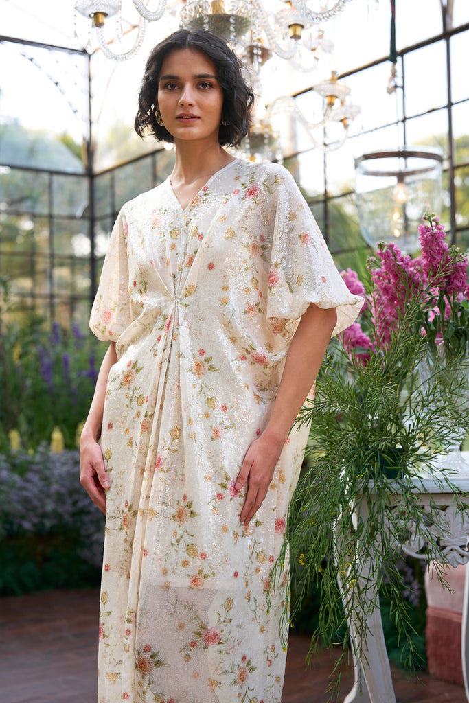FLORAL SEQUIN KAFTAN DRESS dash and dot