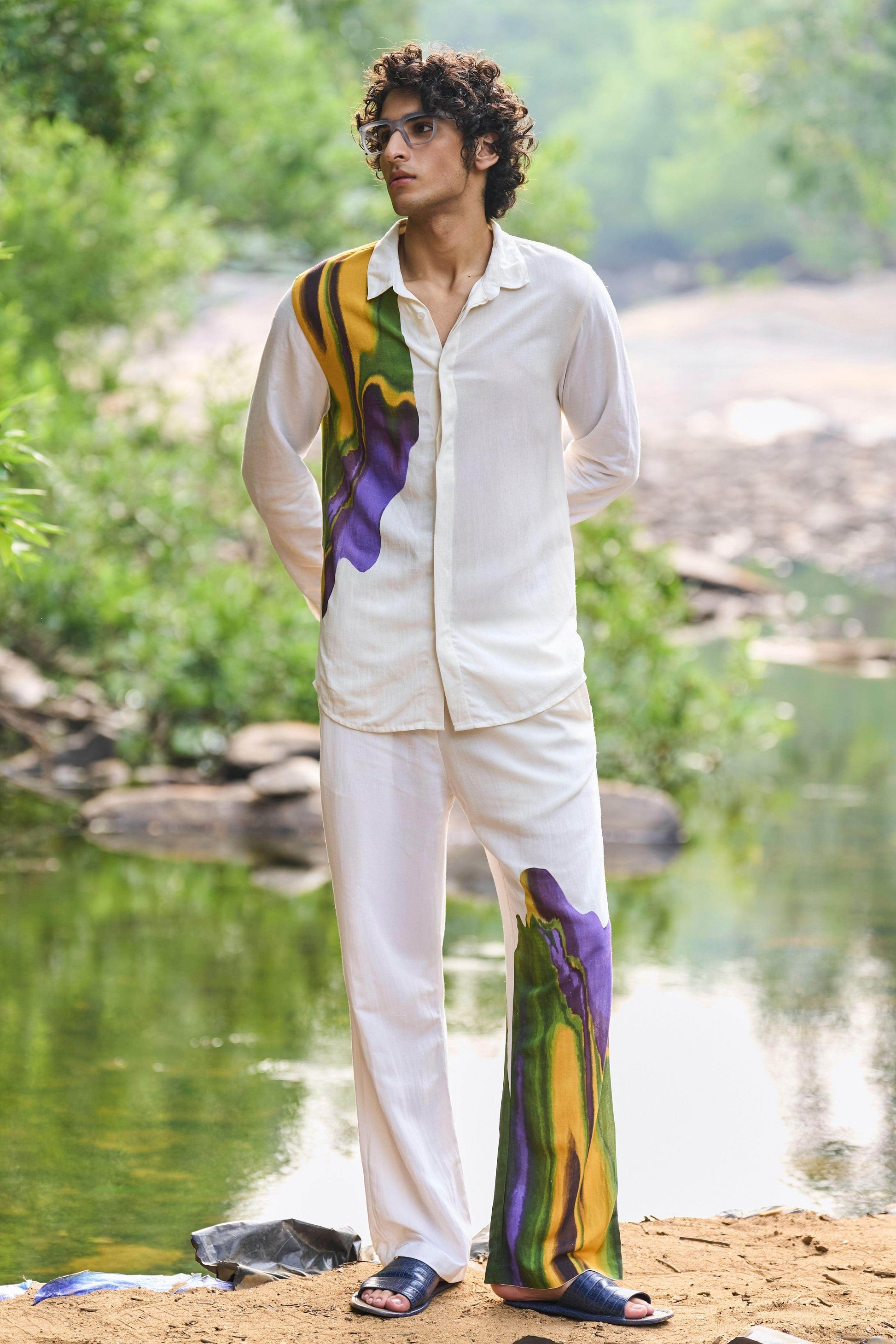 PRINTED LINEN SET - dash and dot