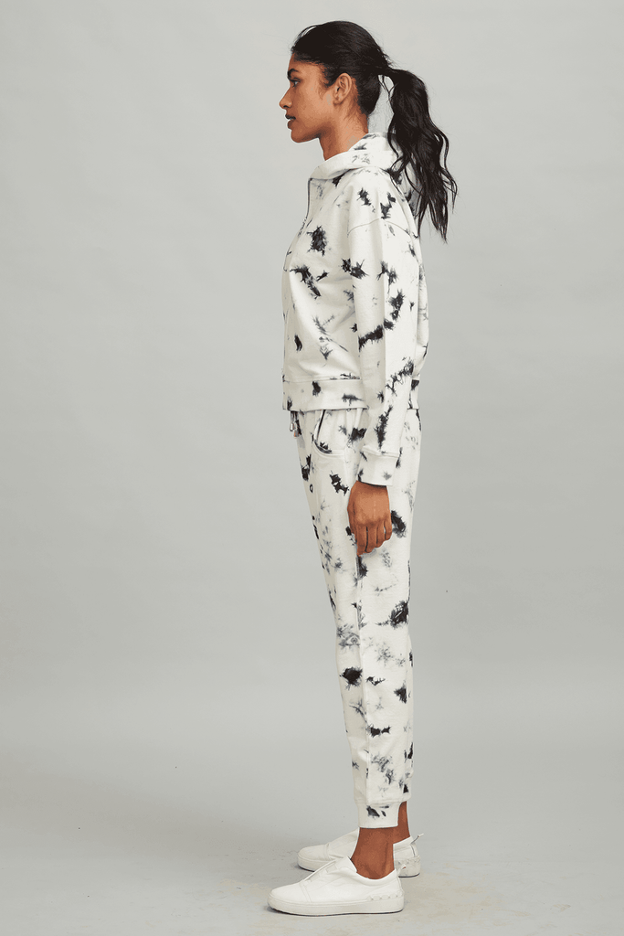 B/W TIE DYE HOODIE - dash and dot dash and dot