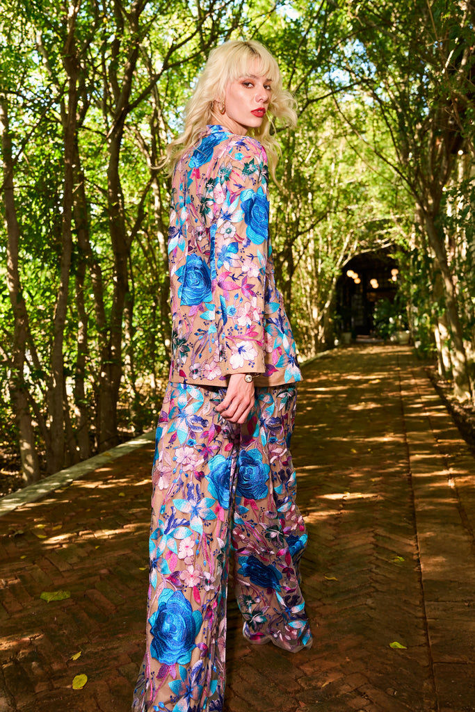 FLORAL EMBROIDERED BLAZER AND PANT dash and dot