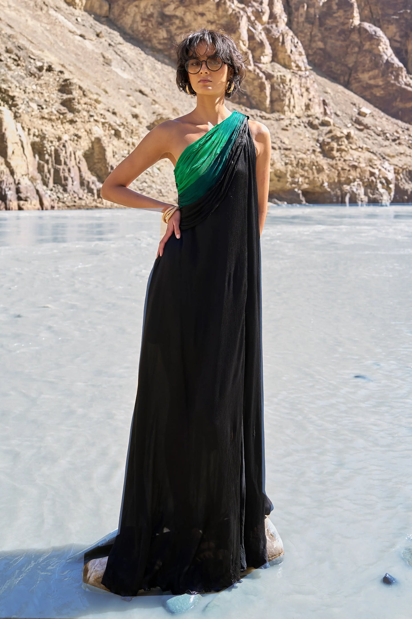 OMBRÉ DRAPED SARI GOWN