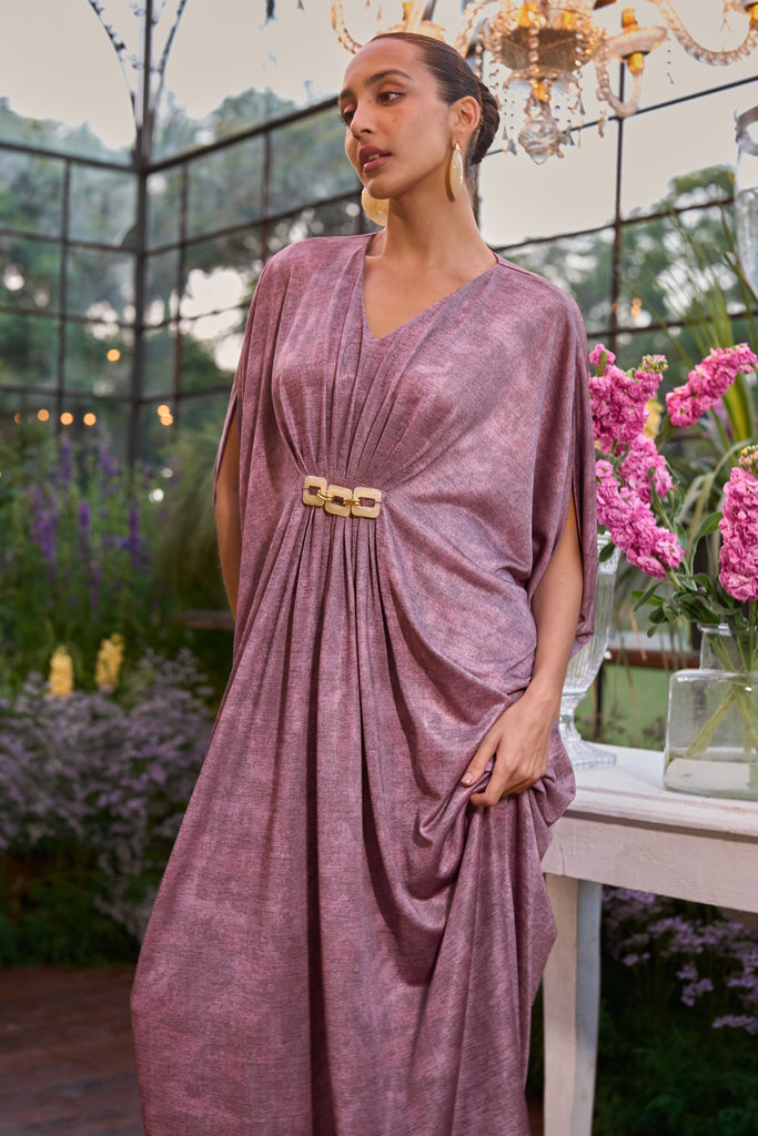 LAVENDER DRAPED KAFTAN DRESS dash and dot