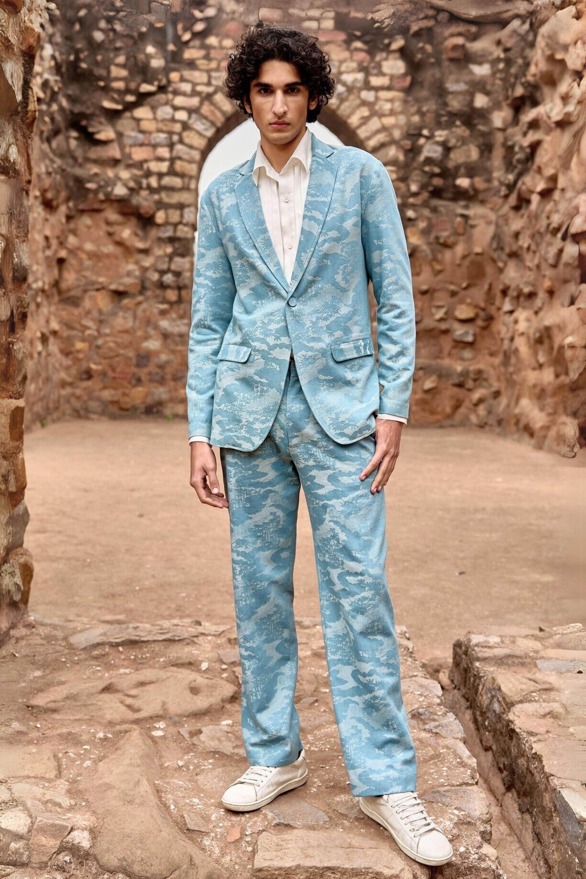 INDIGO JACQUARD PANT - dash and dot