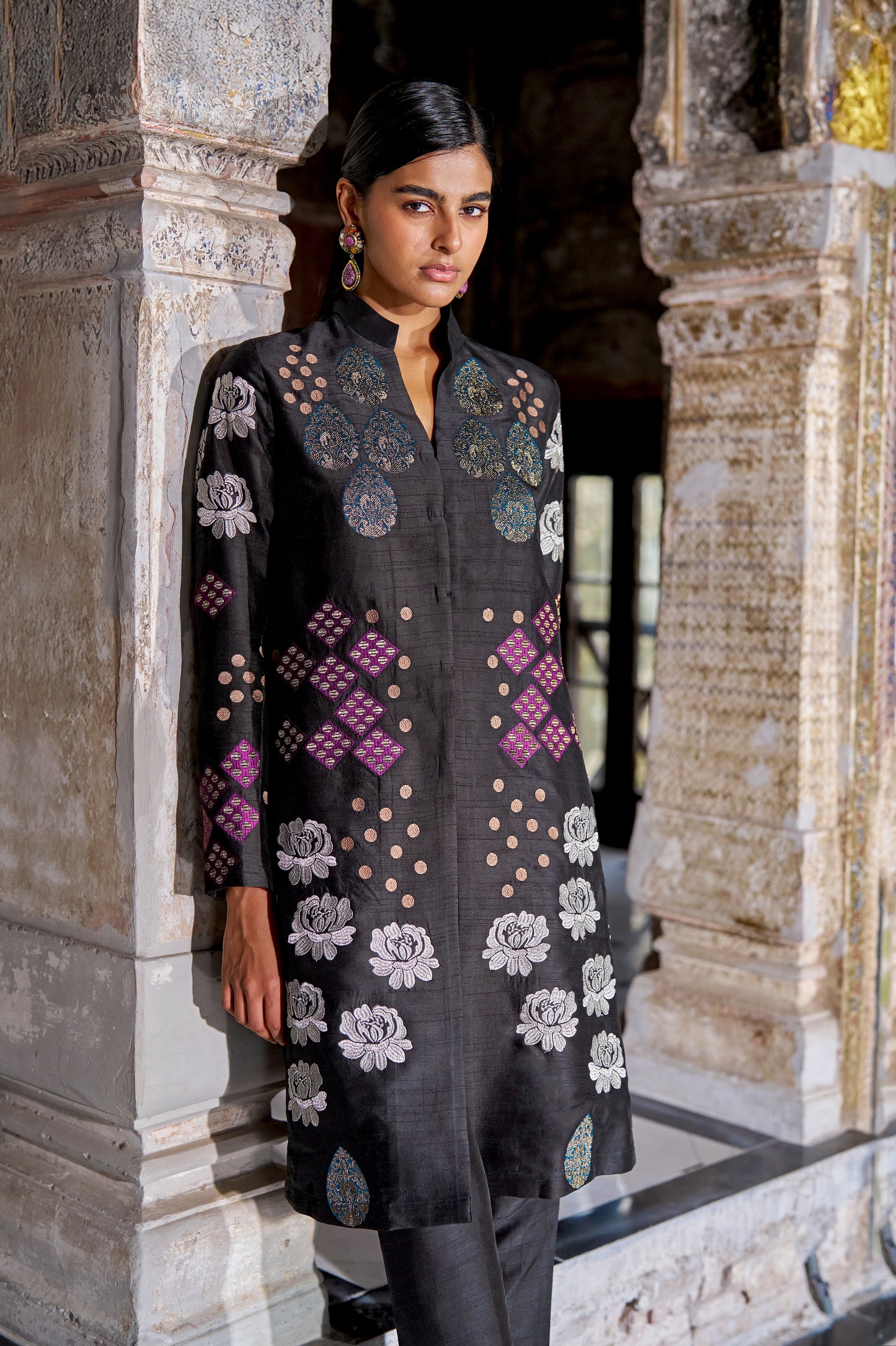 BROCADE EMBROIDERED TOP