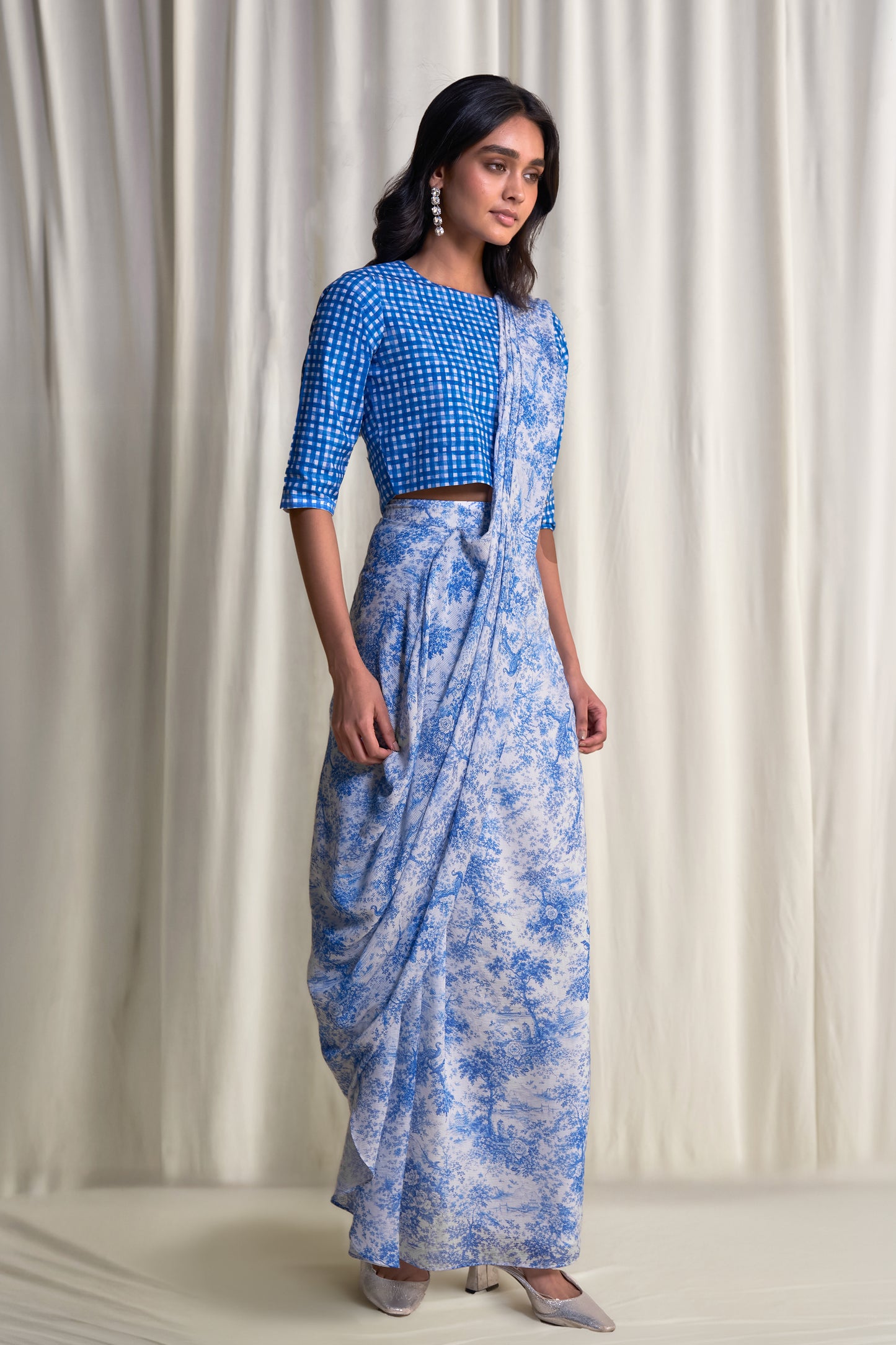 TOILE PRINT SARI DRAPE SKIRT