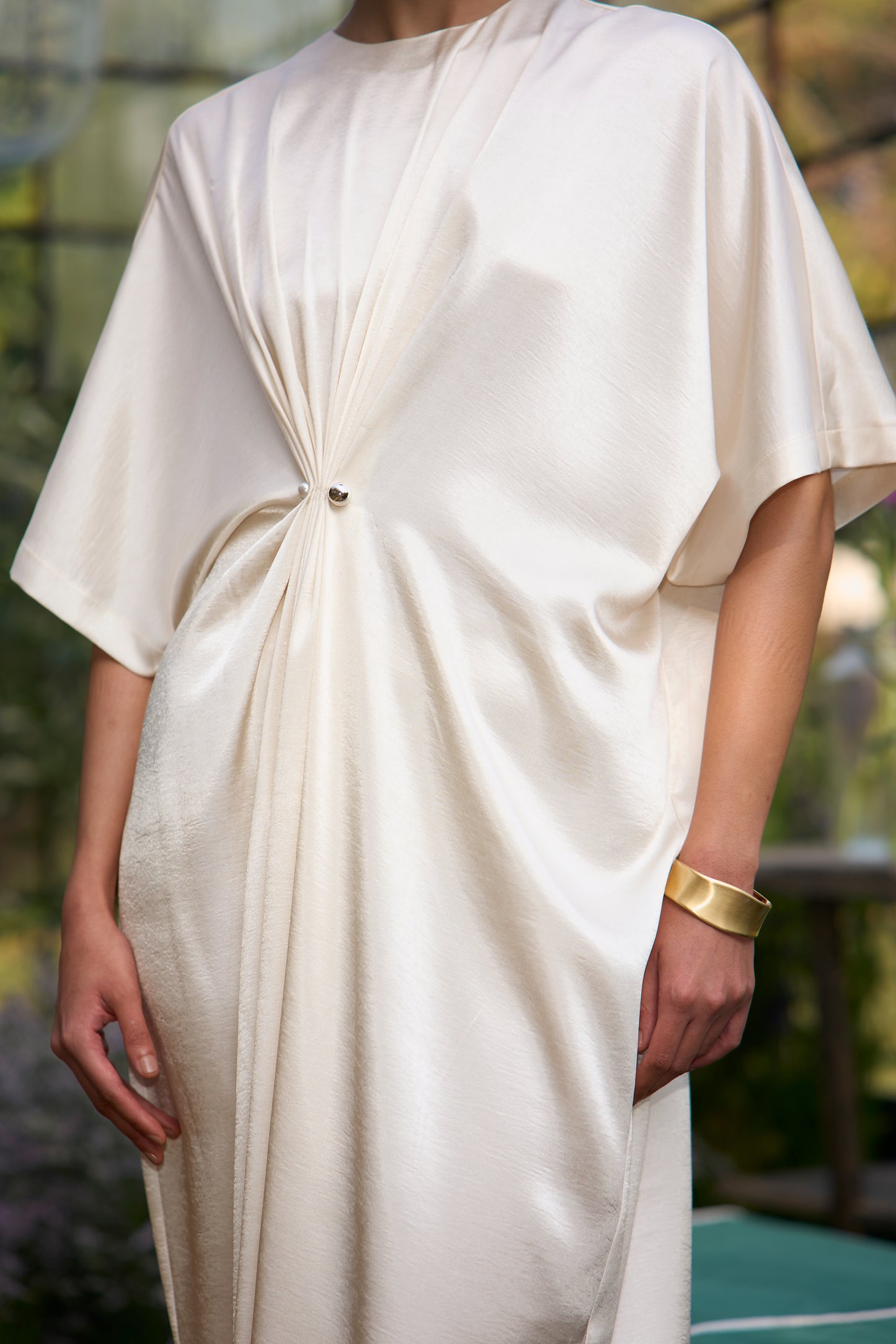 DRAPED & PLEATED KAFTAN DRESS