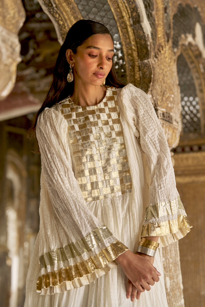 CRUSHED GOTA WEAVE MAXI dash and dot