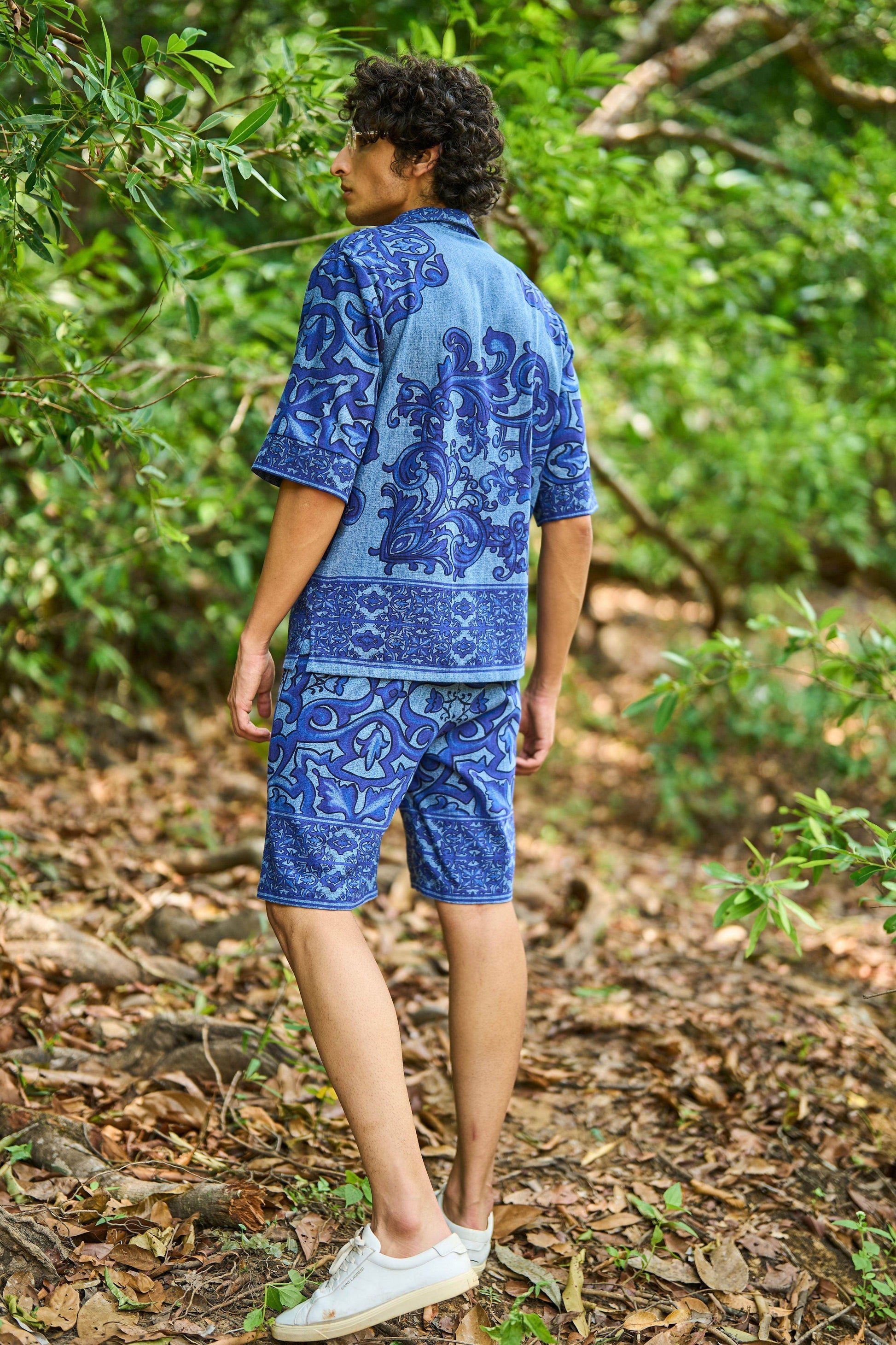 DENIM PRINTED SHORTS SET - dash and dot