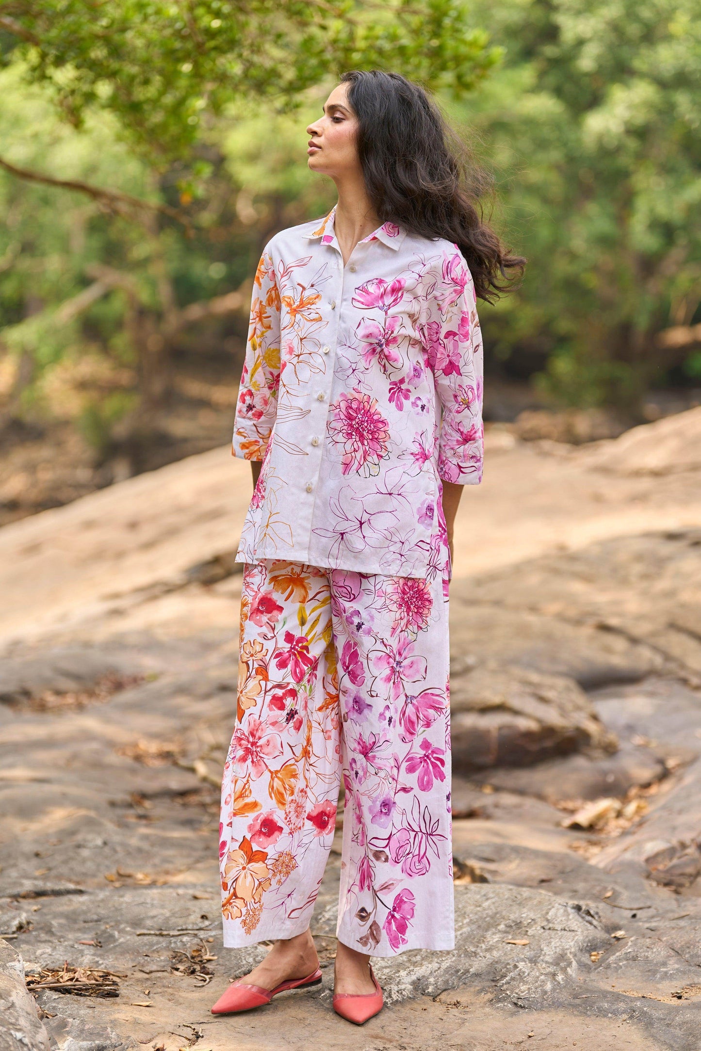 ASYMMETRIC FLORAL PRINT PANT - dash and dot