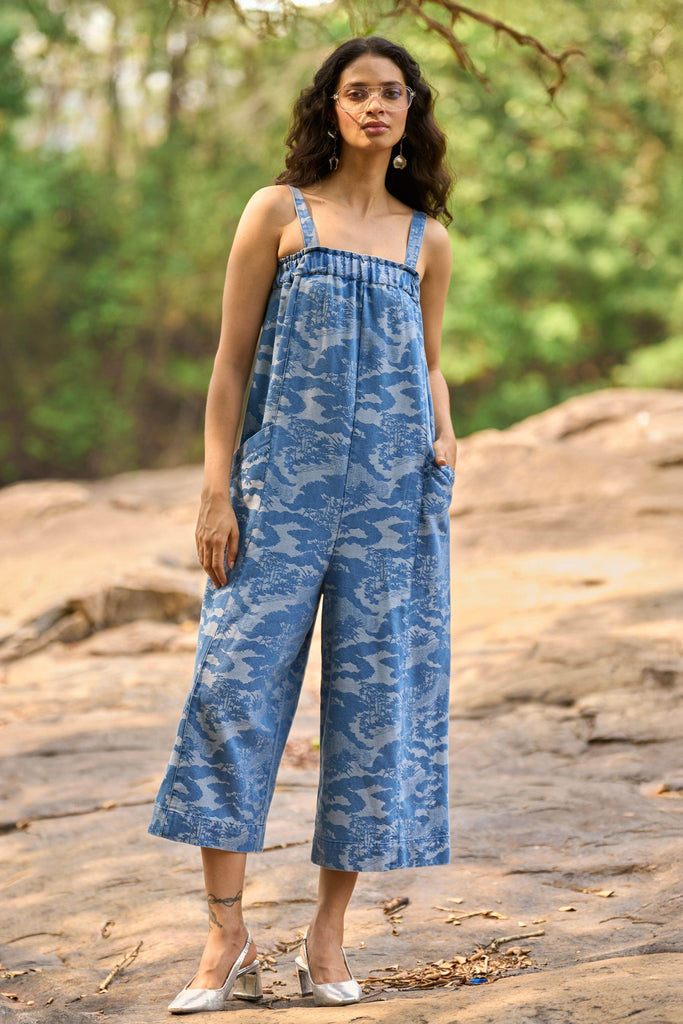 DENIM PATTERNED JUMPSUIT - dash and dot dash and dot