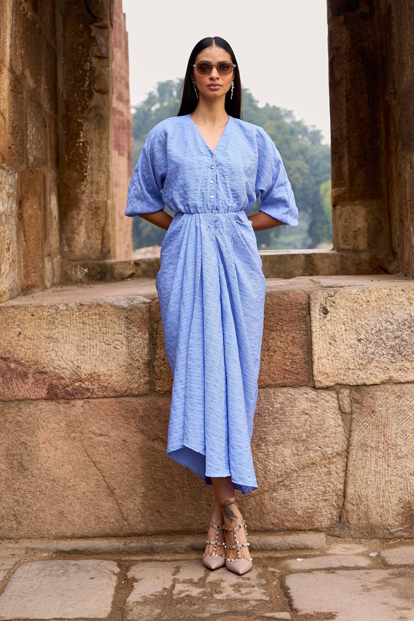 TEXTURED DRAPED MIDI - dash and dot