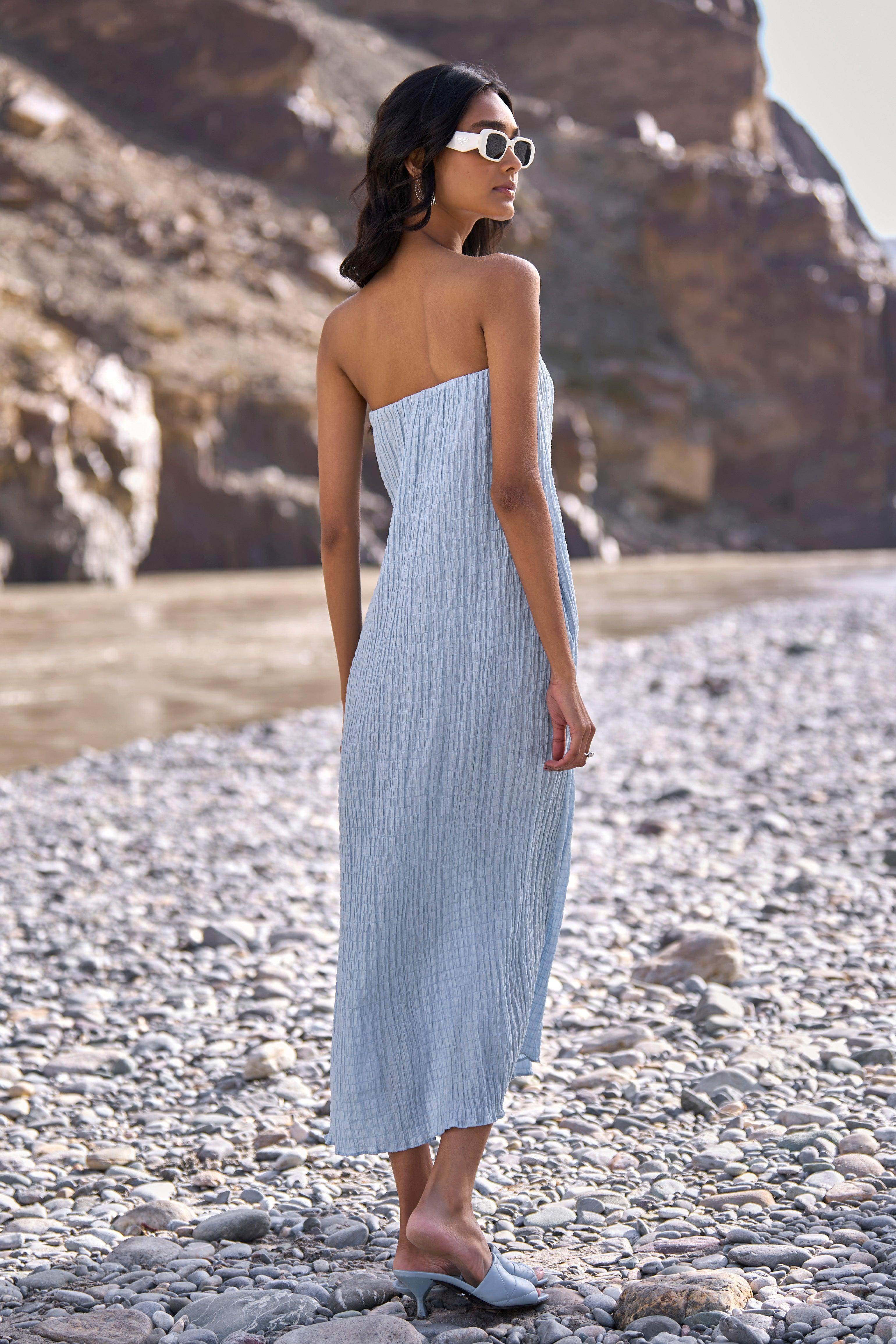 CRUSHED CRINKLED MIDI XS / Sky Blue