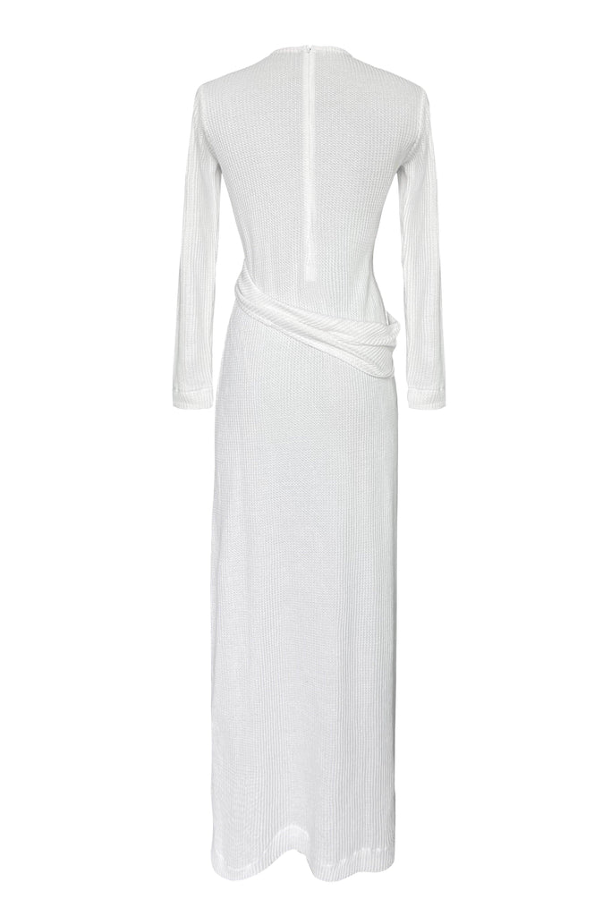 WAFFLE FULL SLEEVE DRESS WITH FRONT TIE - dash and dot dash and dot