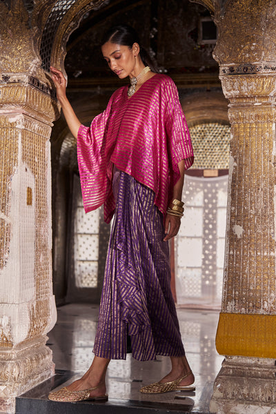 BENARES TISSUE STRIPE DRAPE SKIRT