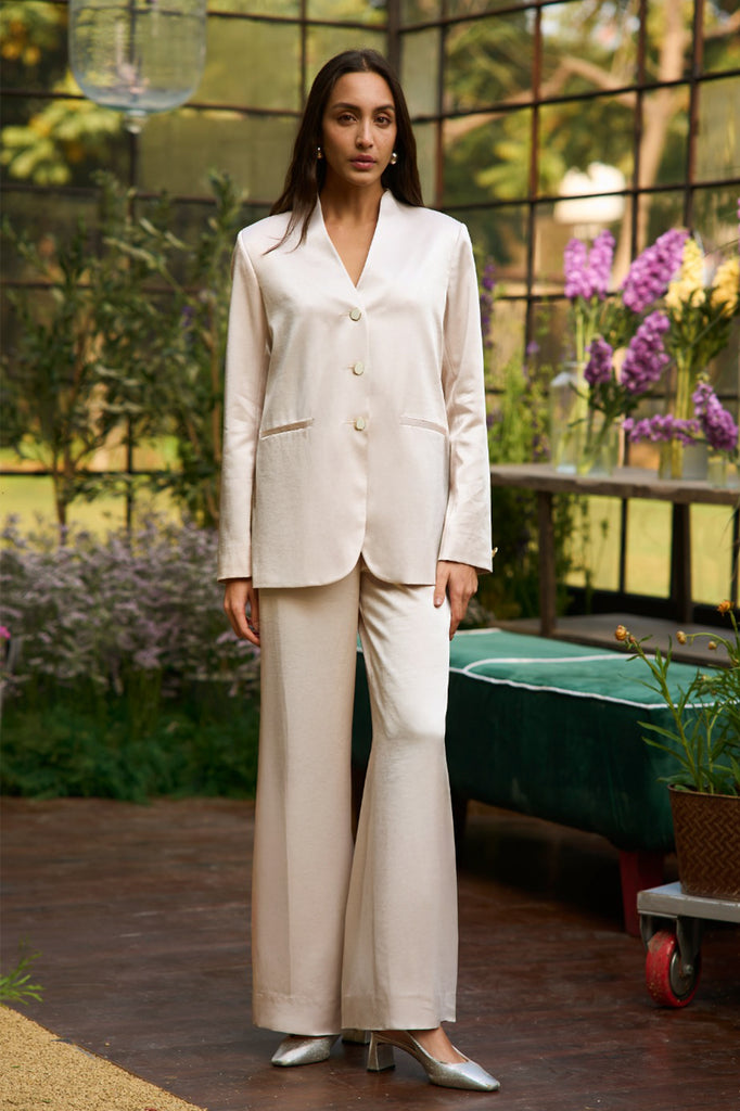 IVORY SATIN SUIT dash and dot