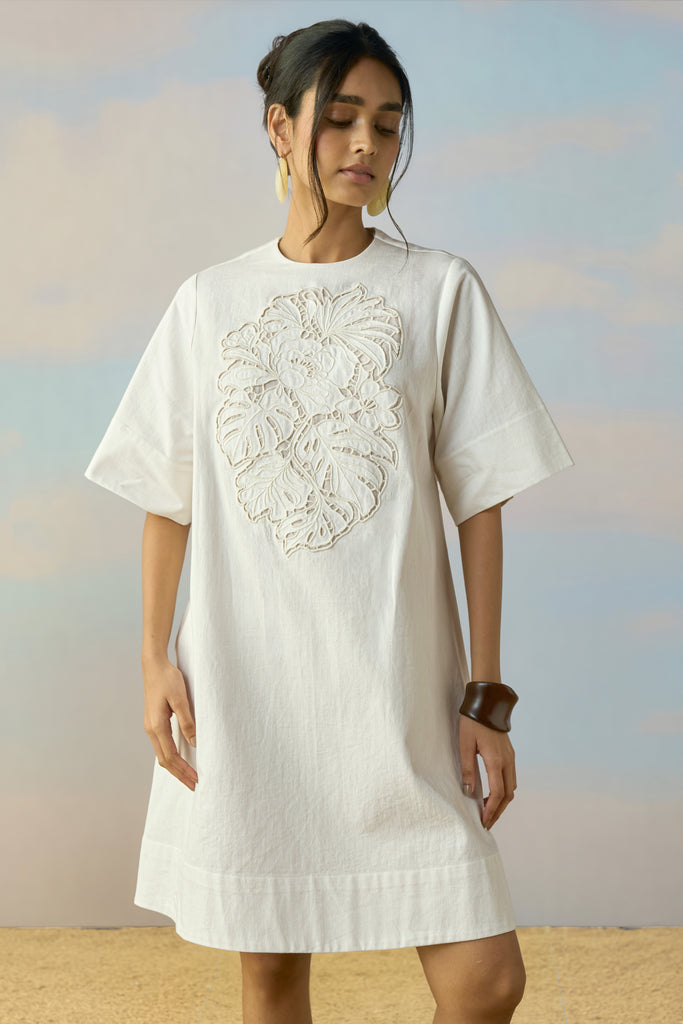 CUTWORK EMBROIDERED DENIM DRESS dash and dot