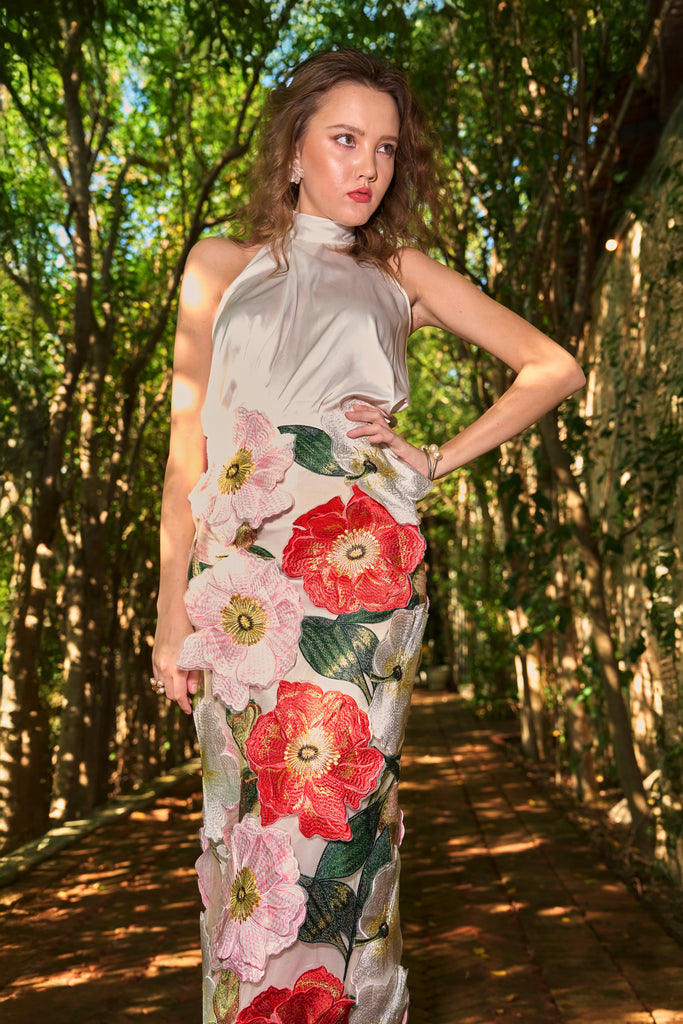 3D FLORAL MIDI SKIRT dash and dot