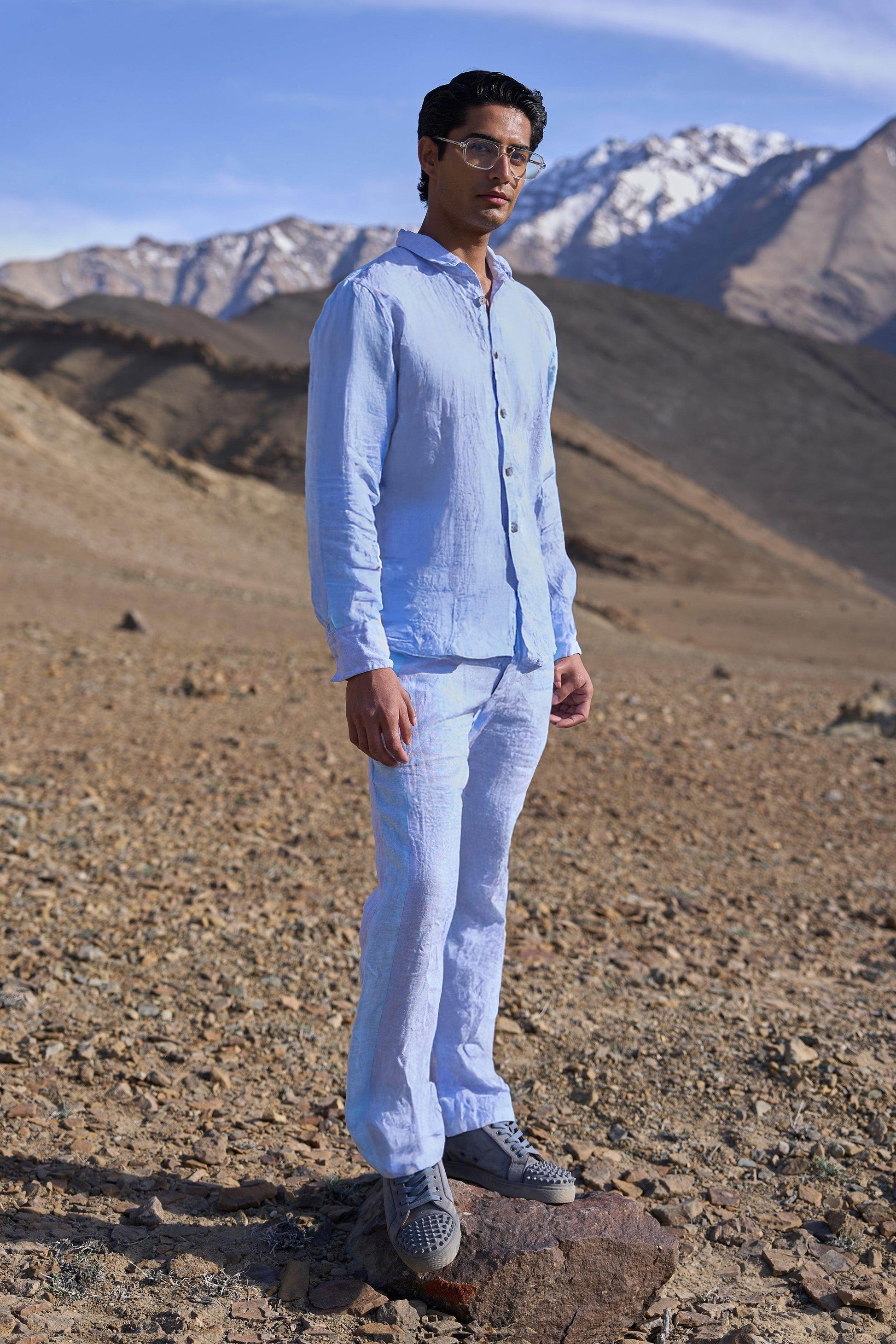 LINEN COLOUR BLOCK PANT SET - dash and dot