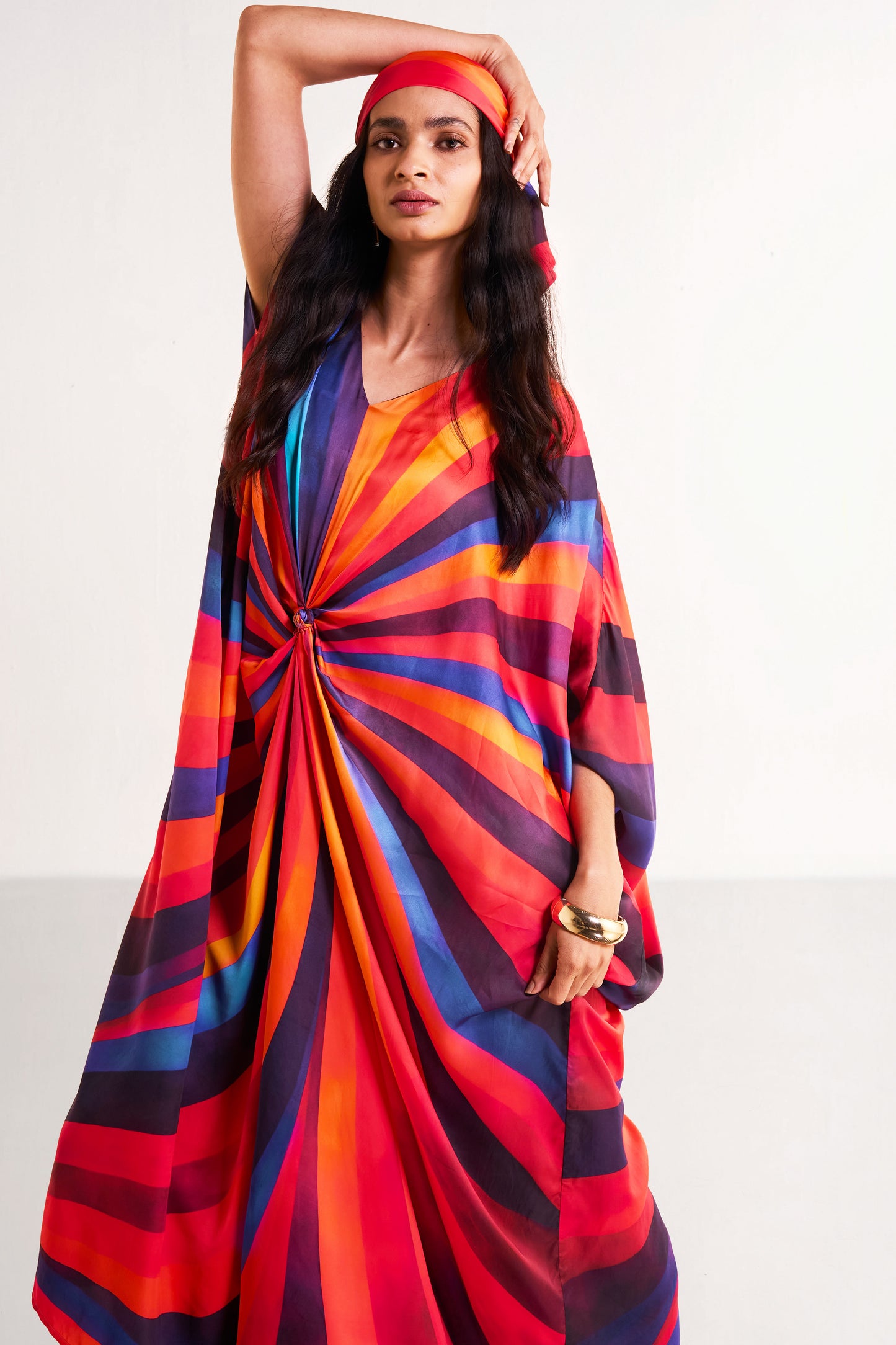 SWIRL KAFTAN WITH SCARF