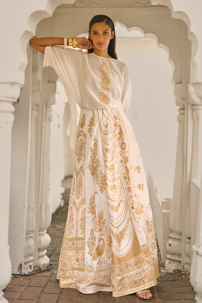 BENARES SILK BROCADE MAXI SKIRT dash and dot