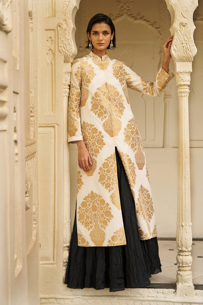 BENARES SILK BROCADE JACKET & CRUSHED SKIRT